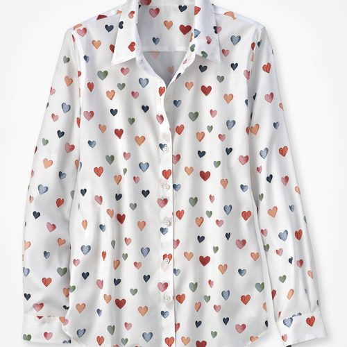 confetti hearts long sleeve no iron shirt white multi 2 61291 13683