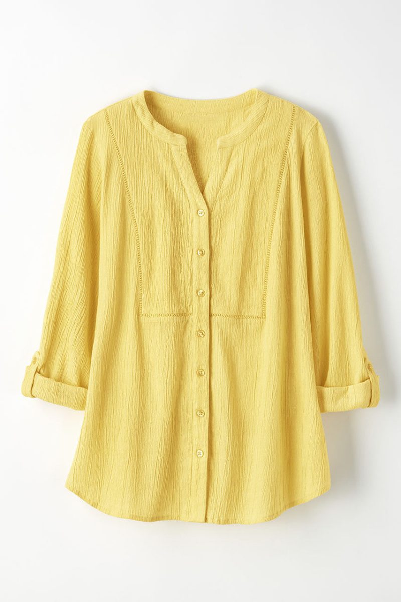 crinkle cotton openwork big shirt daffodil 12 05905