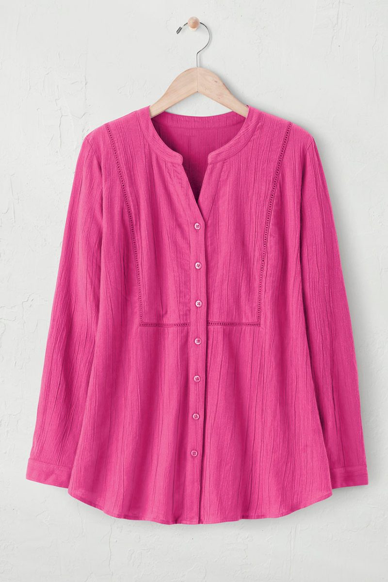 crinkle cotton openwork big shirt pink fusion 14 68853