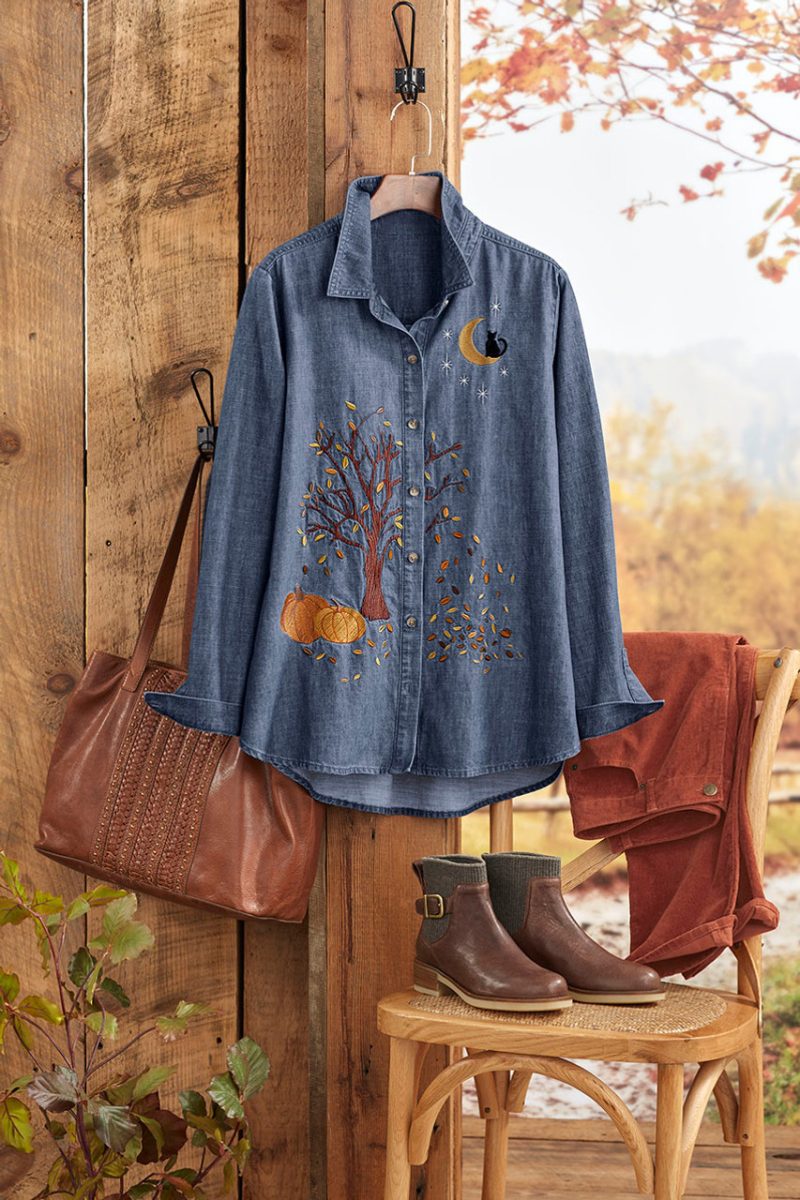 fall festival denim shirt medium wash 2 26711